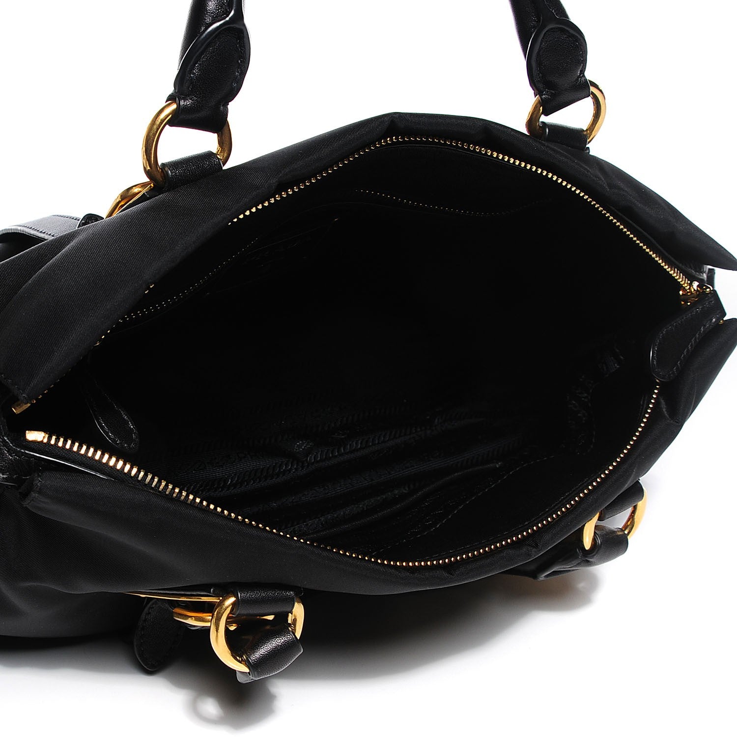 Prada Calfskin Tessuto Nylon Shopping Satchel Black 8 of 10