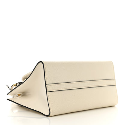 Prada Saffiano Cuir Calfskin Small Monochrome Top Handle Tote White 4 of 17