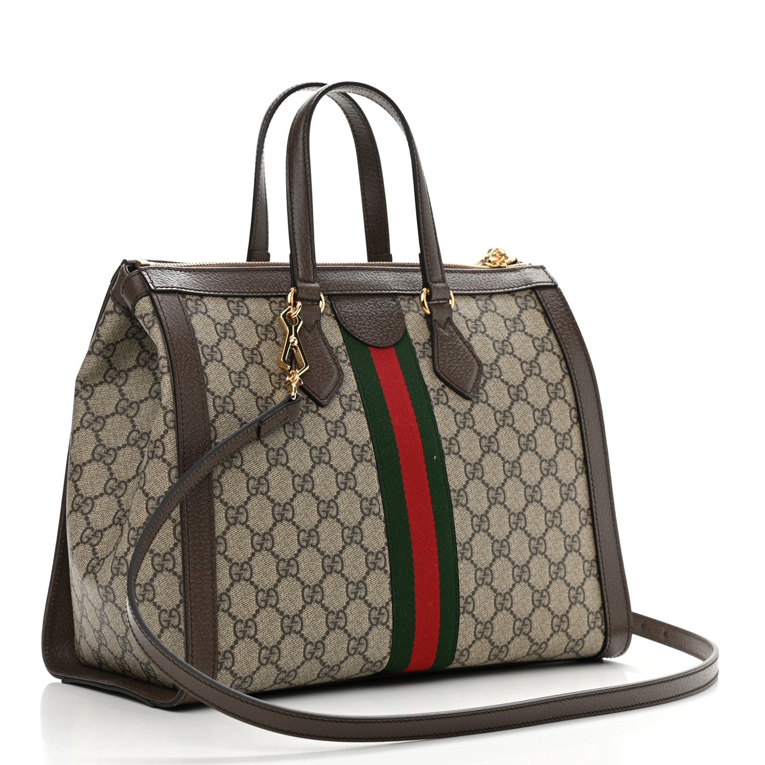 Gucci GG Supreme Monogram Web Medium Ophidia Tote Bag Brown 3 of 10