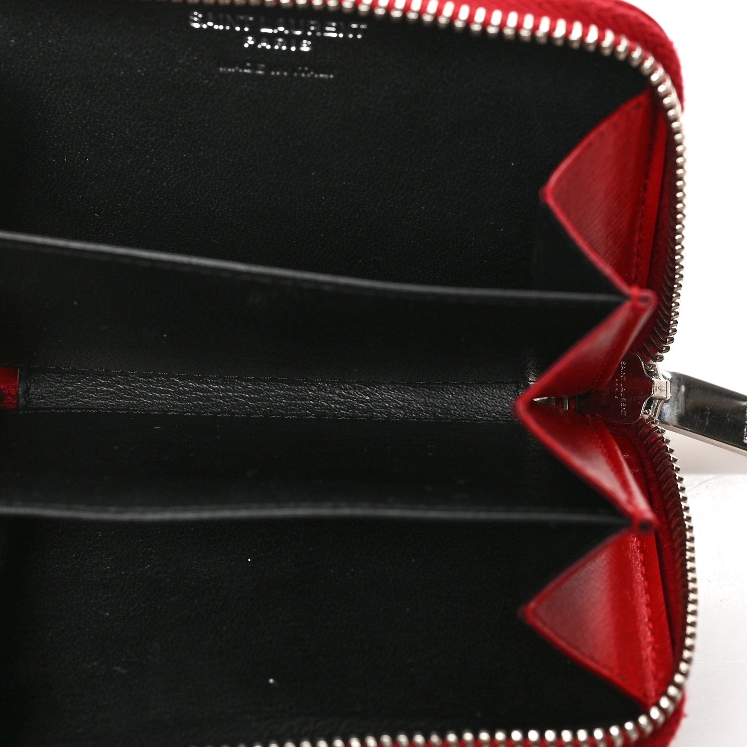Saint Laurent Calfskin Compact Zip Around Wallet Red 5 of 6