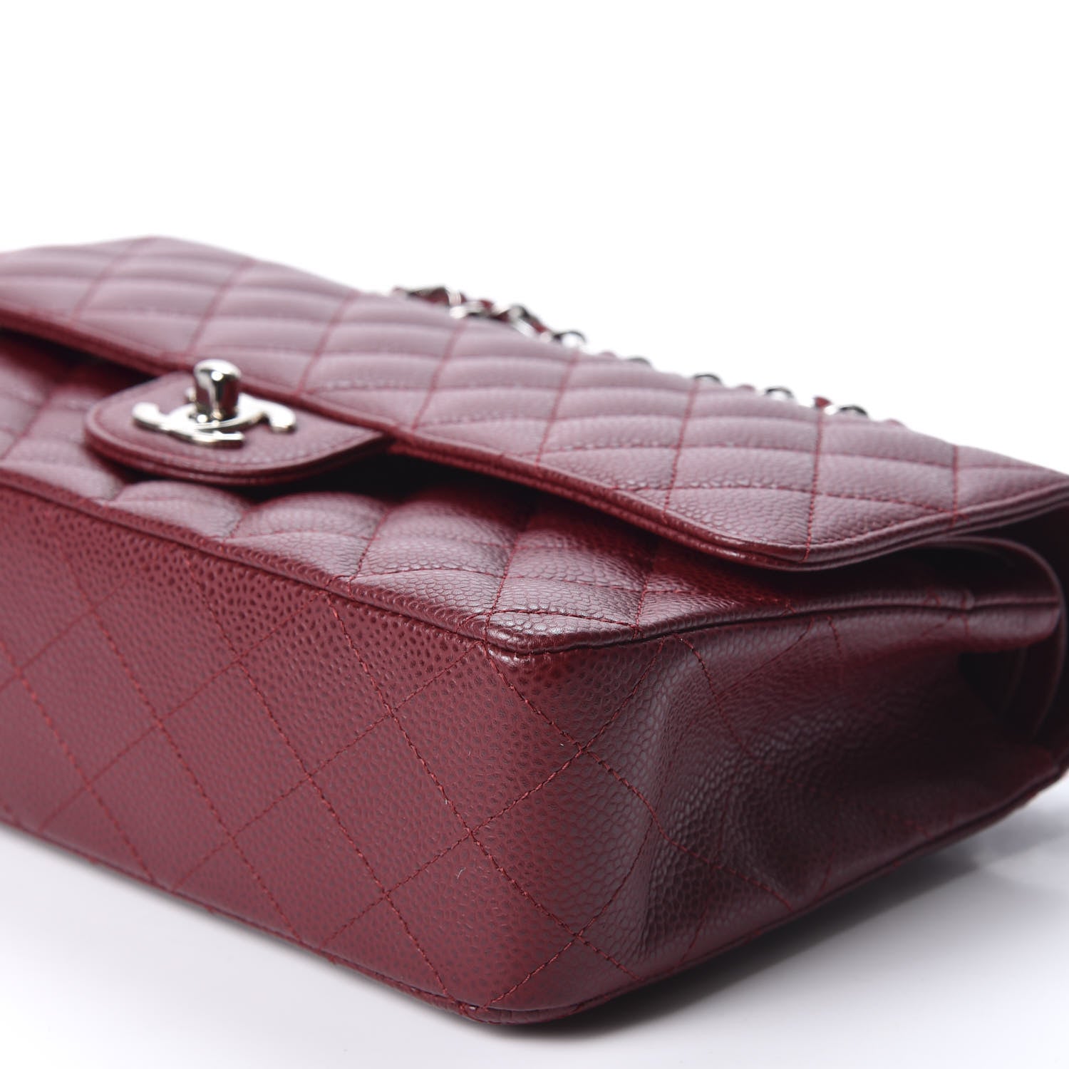 Chanel Caviar Quilted Medium Double Flap Dark Red 6 of 10