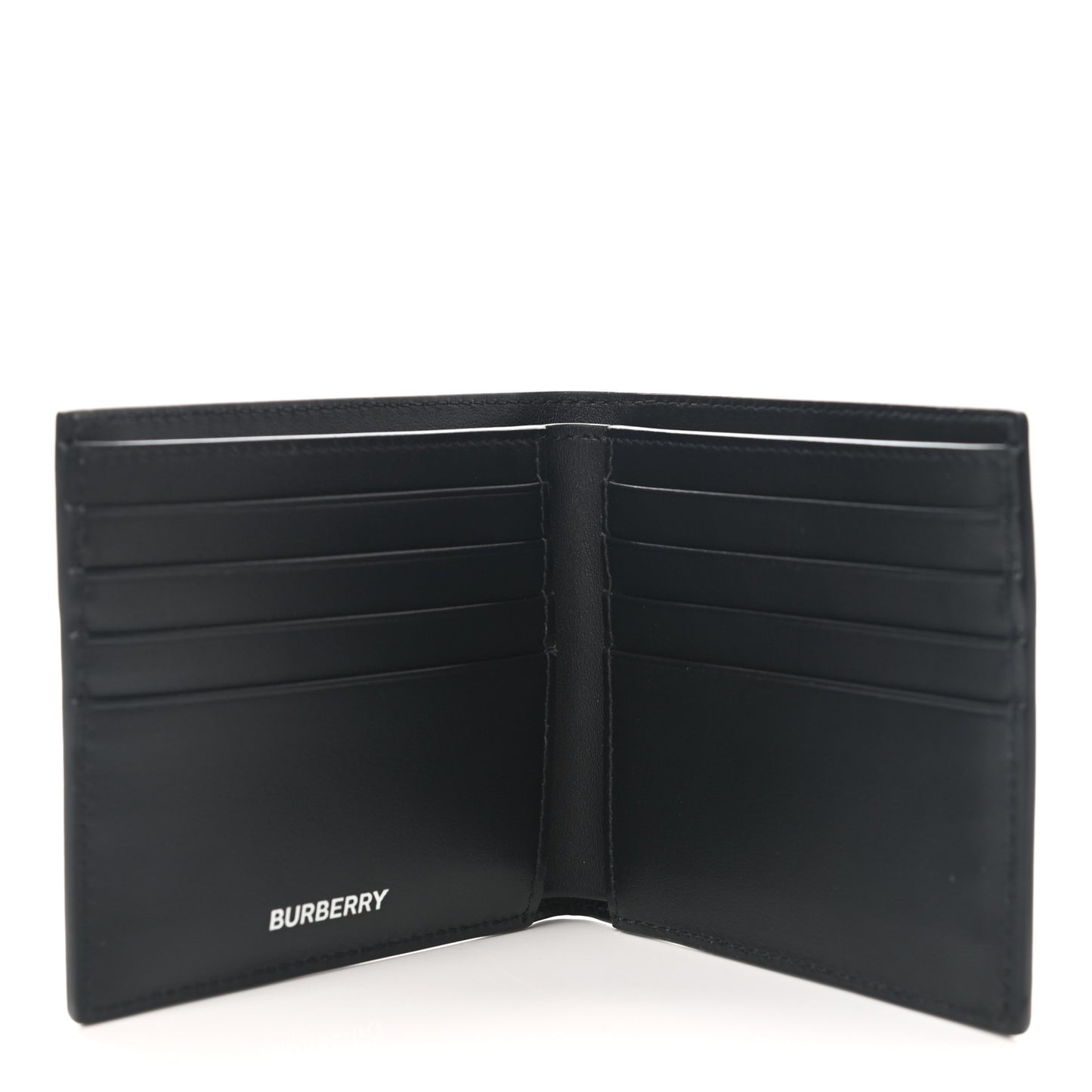 Calfskin Embossed TB Print Bi-Fold Wallet Black White