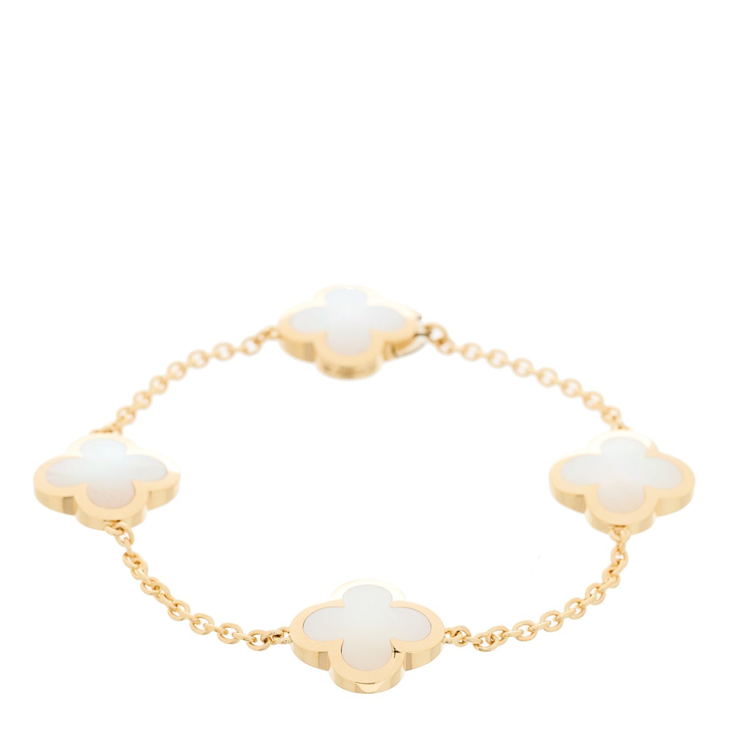 Van Cleef & Arpels 18K Yellow Gold Mother of Pearl 4 Motifs Pure Alhambra Bracelet 1 of 4