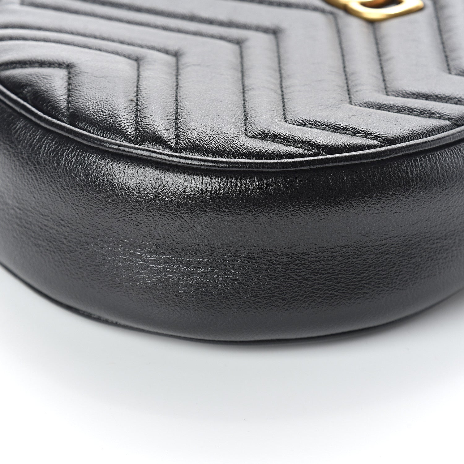 Gucci Azalea Calfskin Matelasse Heart Mini GG Marmont Round Shoulder Bag Black 7 of 7
