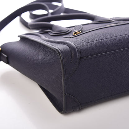Celine Drummed Calfskin Nano Luggage Navy Blue 8 of 9
