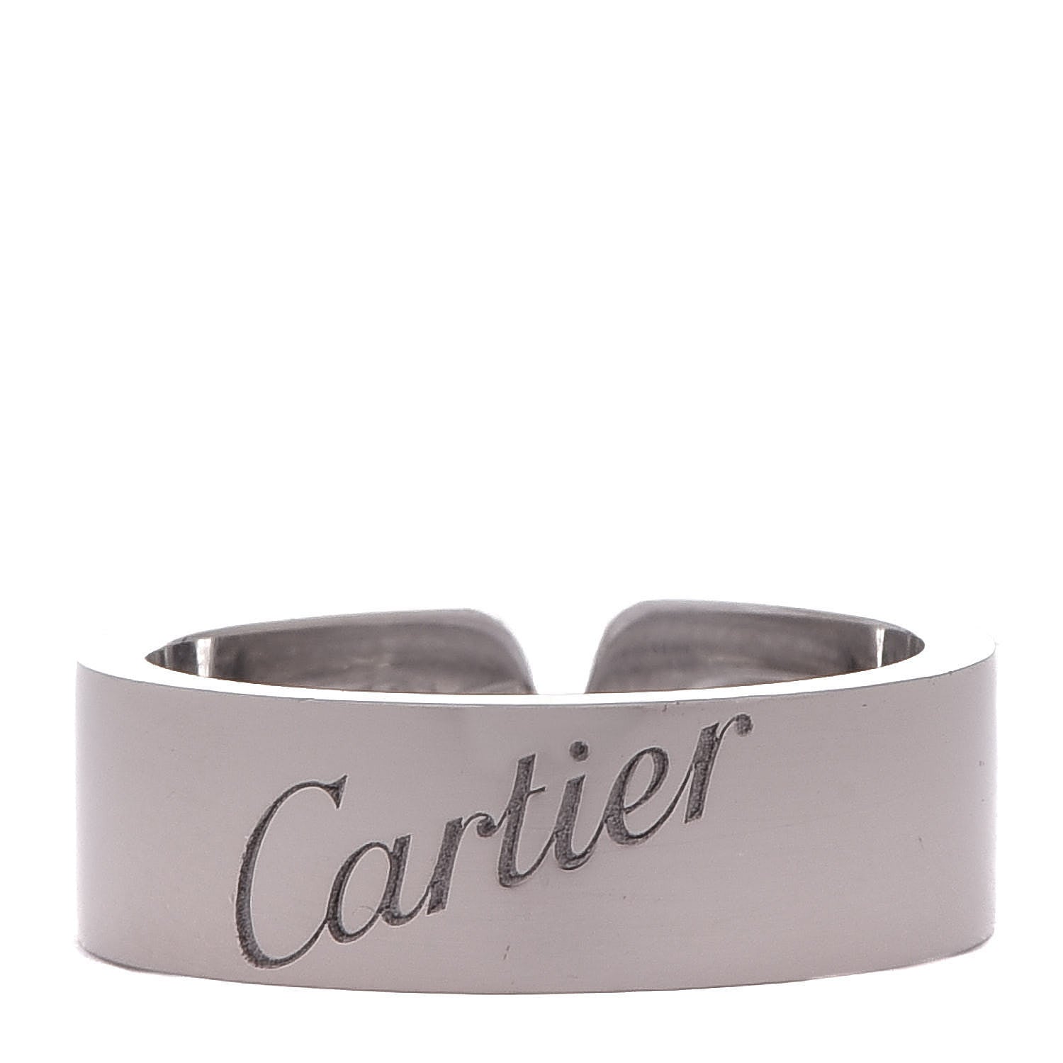 Cartier 18K White Gold Diamond C De Ring 51 5.75 3 of 5
