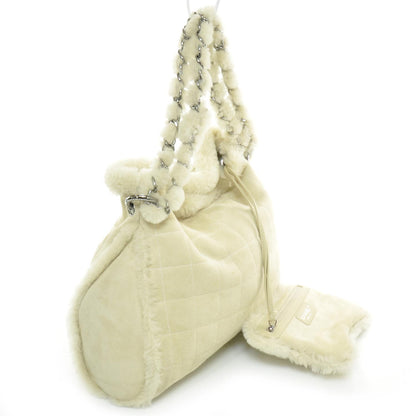 Chanel Suede Sherpa Shoulder Bag w Cosmetic Pouch 3 of 9