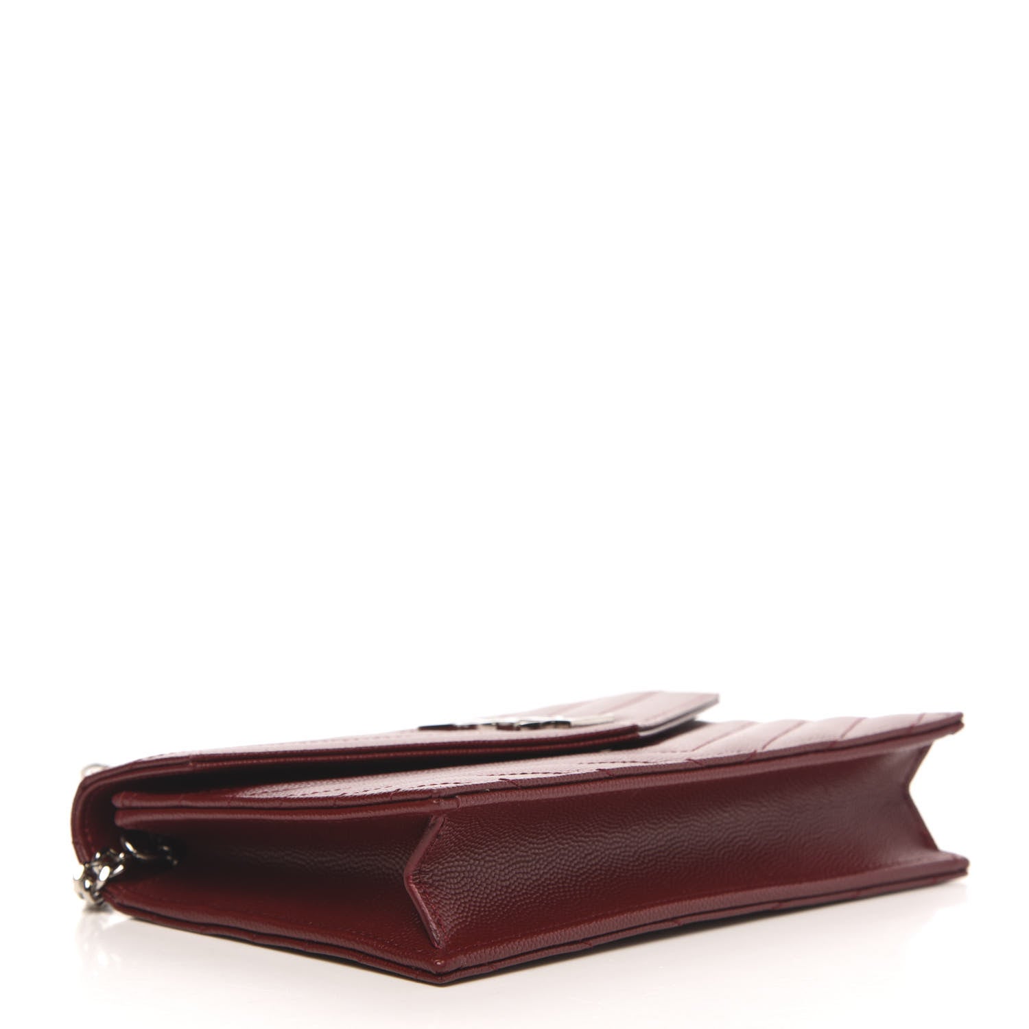 Saint Laurent Grain De Poudre Matelasse Chevron Monogram Envelope Chain Wallet Palissandre 4 of 8