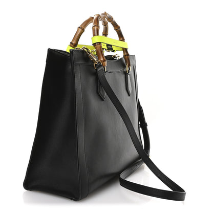 Gucci Calfskin Medium Diana Tote Bag Black Yellow Fluo 3 of 10