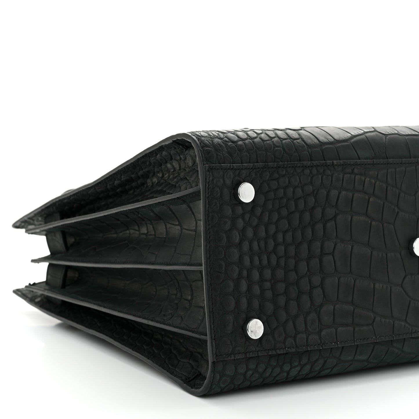 Calfskin Crocodile Embossed Small Sac de Jour Dusty Black
