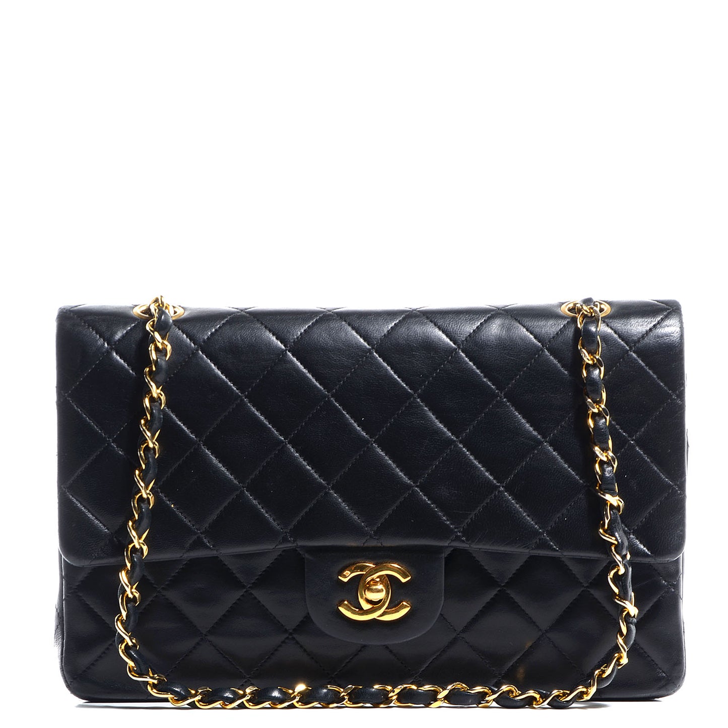 Lambskin Medium Double Flap Black
