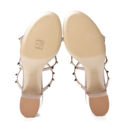 Valentino Garavani Calfskin Rockstud 60mm Caged Slide Sandals 40 Poudre 5 of 10
