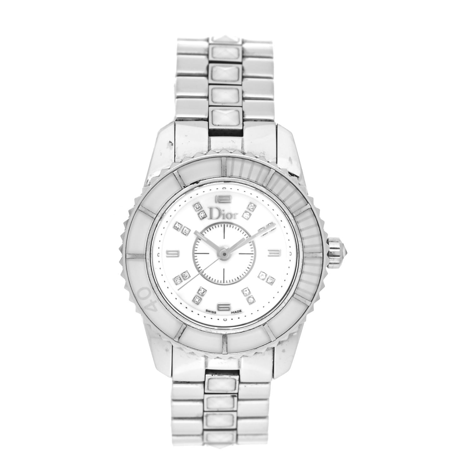 Christian Dior Stainless Steel Diamond Sapphire 29mm Christal