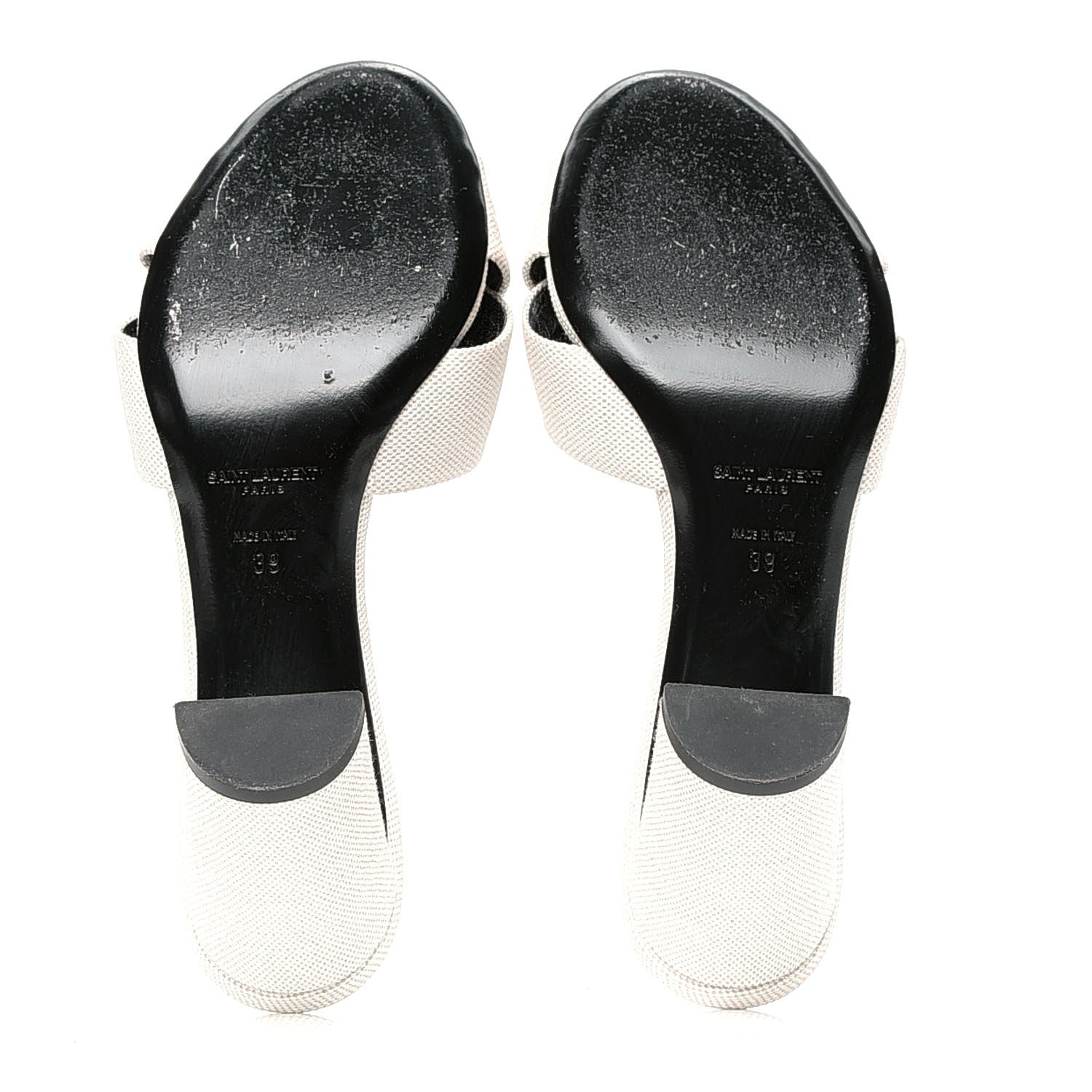 Saint Laurent Canvas Bianca Mules 39 Pearl 4 of 5