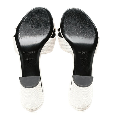 Saint Laurent Canvas Bianca Mules 39 Pearl 4 of 5