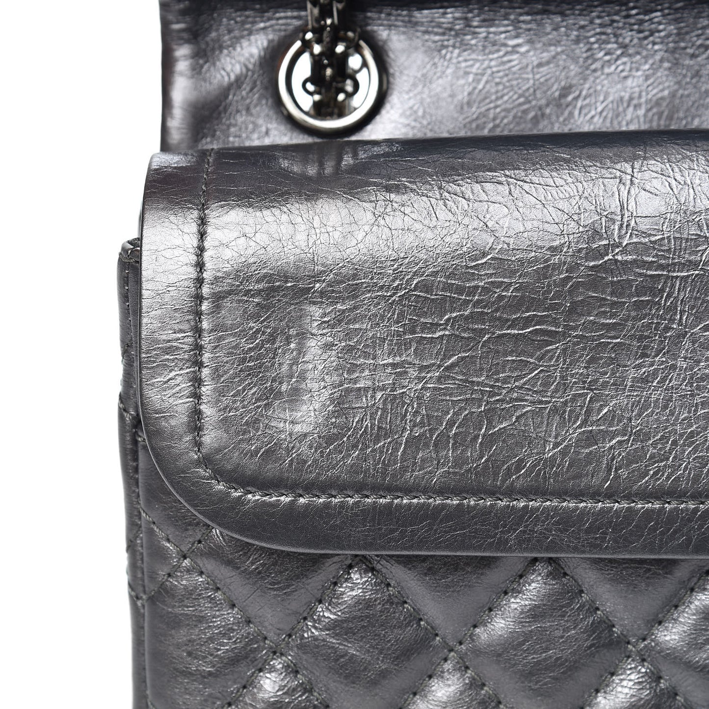 Metallic Aged Calfskin Quilted 2.55 Reissue 225 Flap Grey