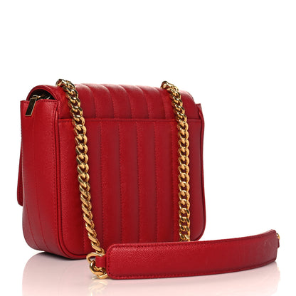 Saint Laurent Grain De Poudre Matelasse Monogram Medium Vicky Chain Bag Red 2 of 9