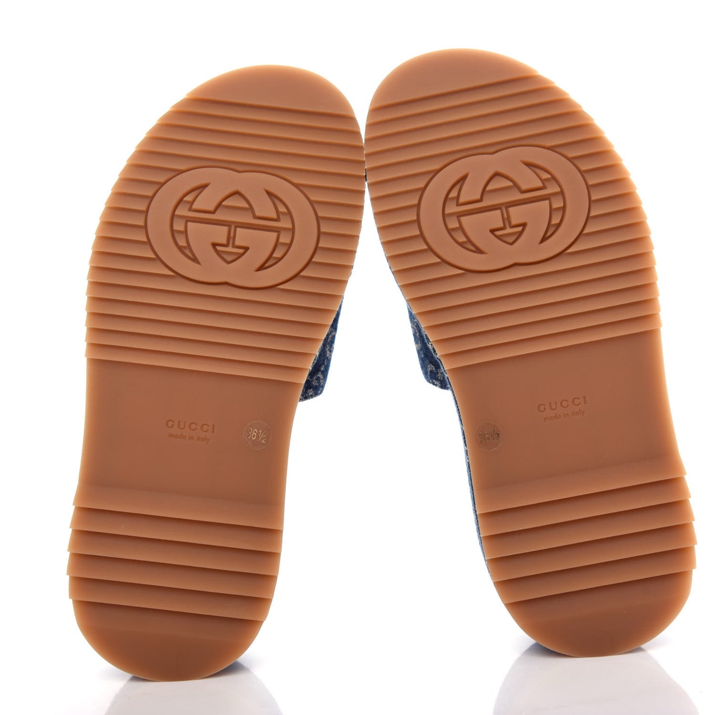 New Denim GG Monogram Angelina Platform 55mm Slide Sandals 36.5 Blue Tea