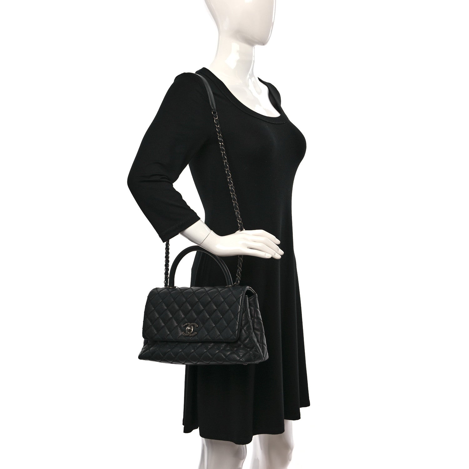Chanel Caviar Quilted Small Coco Handle Flap Black 2 of 9