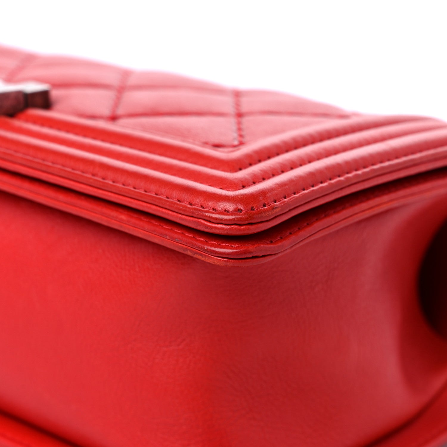 Chanel Calfskin Quilted Double Stitch Medium Boy Flap Red 9 of 14