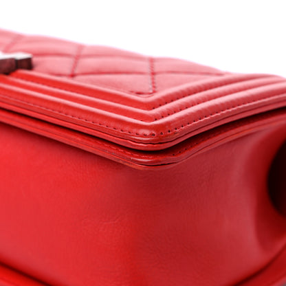 Chanel Calfskin Quilted Double Stitch Medium Boy Flap Red 9 of 14