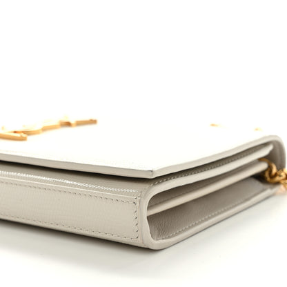Saint Laurent Calfskin Lizard Embossed Cassandre Wallet On Chain WOC Crema Soft 10 of 12