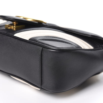 Gucci Calfskin Matelasse Small GG Marmont Shoulder Bag Black White 6 of 11