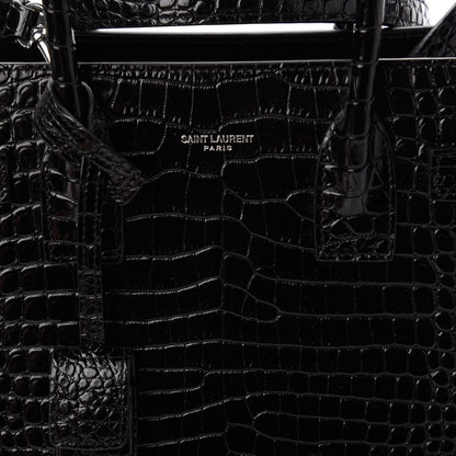 Saint Laurent Calfskin Crocodile Embossed Baby Sac De Jour Black 9 of 10