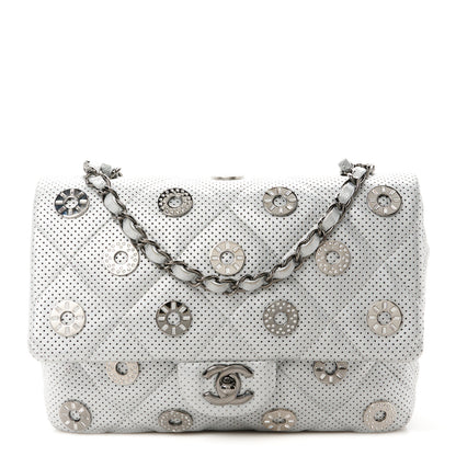 Chanel Perforated Metallic Lambskin Small CC Medals Flap Silver 1 of 11