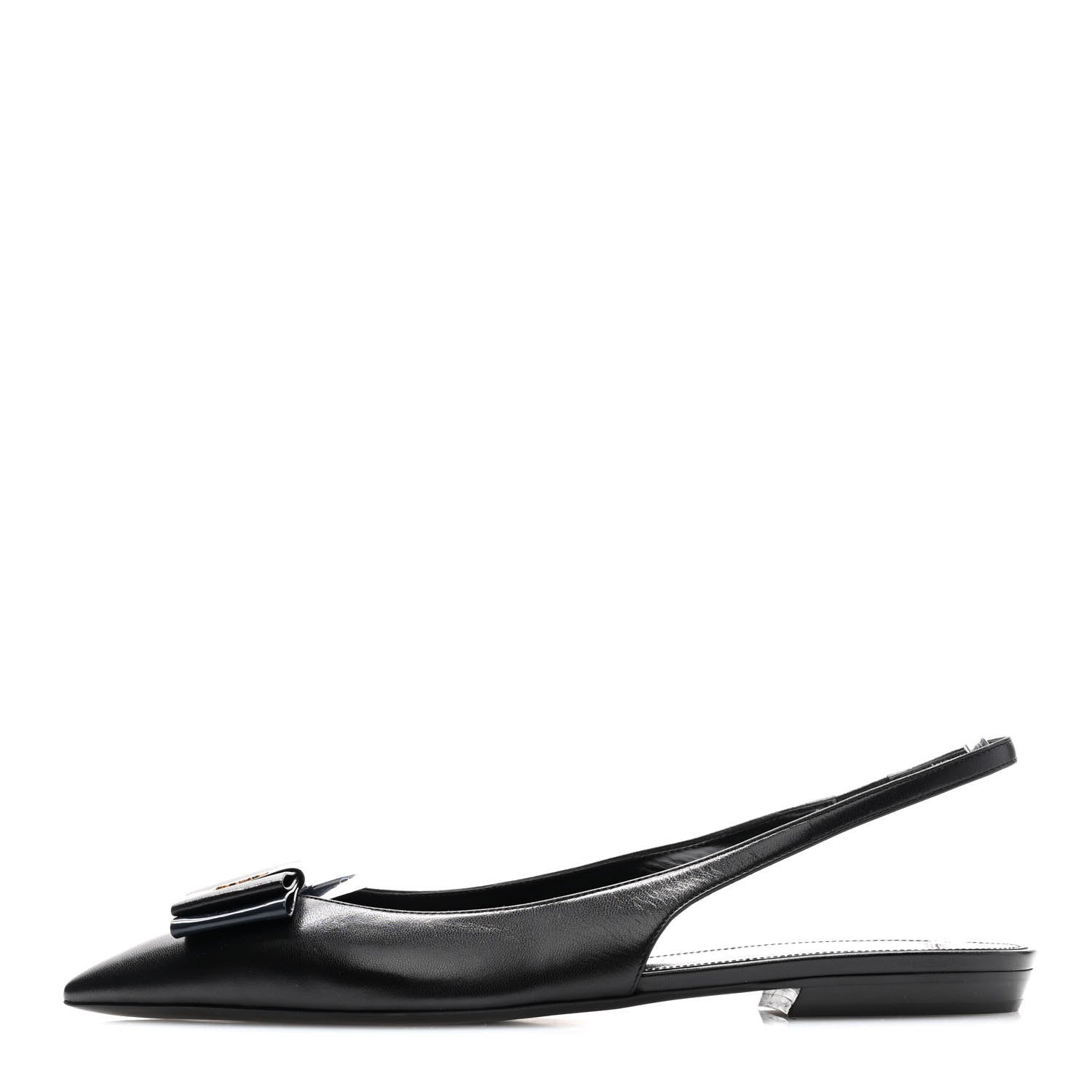 Saint Laurent Patent Smooth Lambskin Anais Slingback Flats 40.5 Navy Black 1 of 9