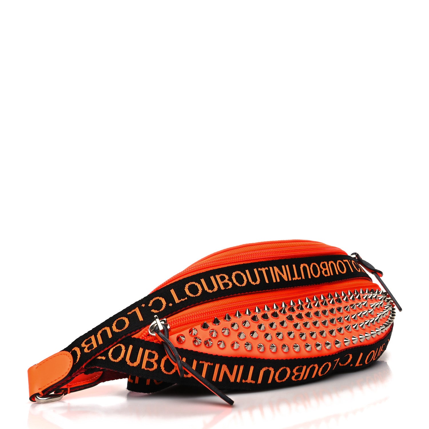 Christian Louboutin Calfskin Spiked Paris NYC Belt Bag Orange 4 of 12