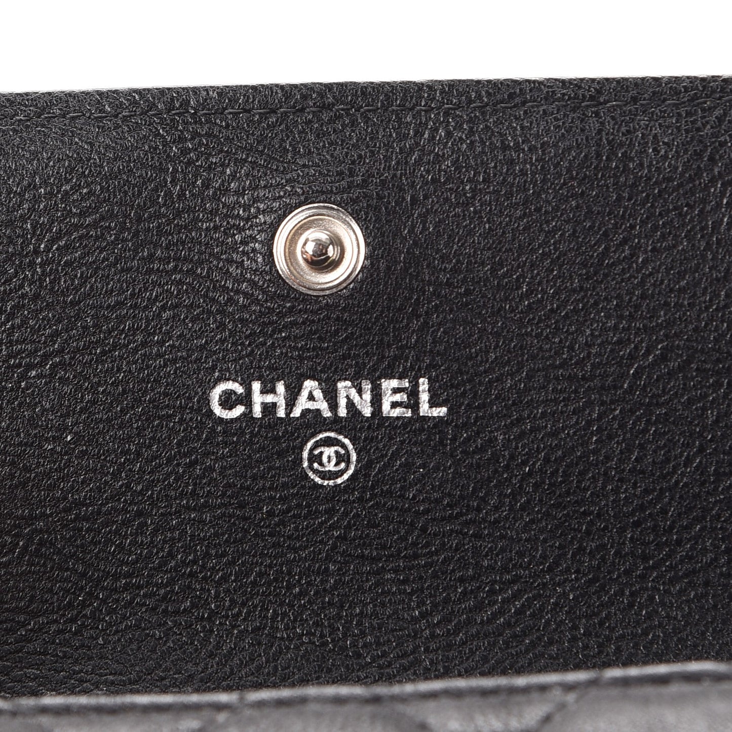 Calfskin Quilted Boy Chain Around Flap Wallet Black