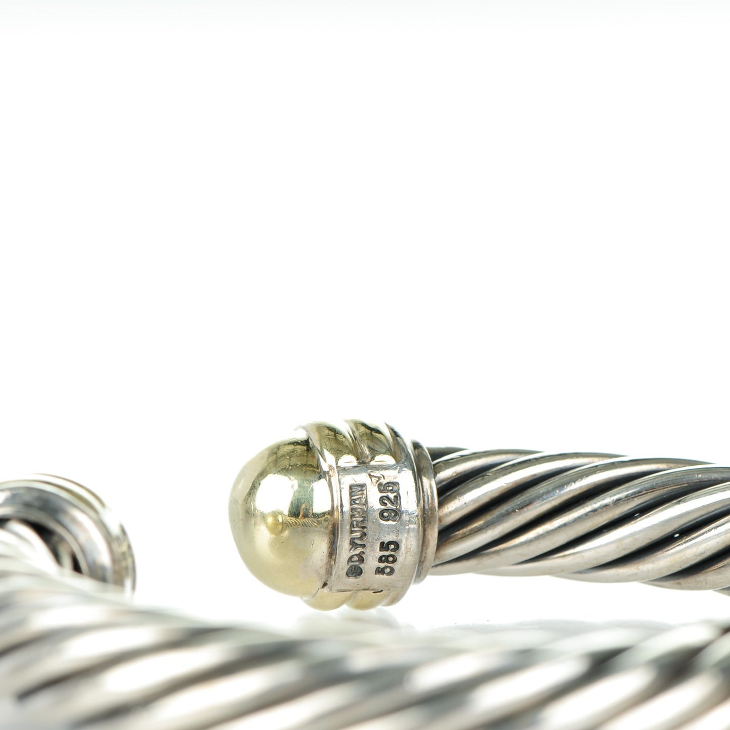 Sterling Silver 14K Yellow Gold 10mm Cable Classics Bracelet