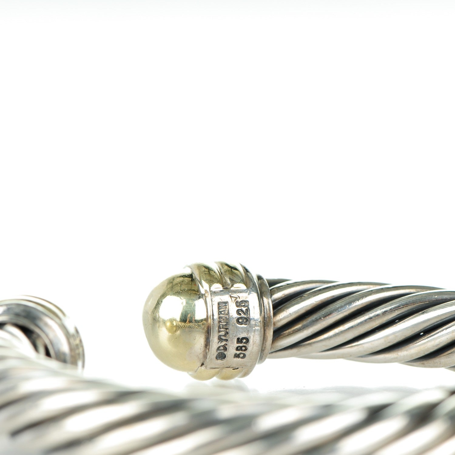 David Yurman Sterling Silver 14K Yellow Gold 10mm Cable Classics Bracelet 4 of 4