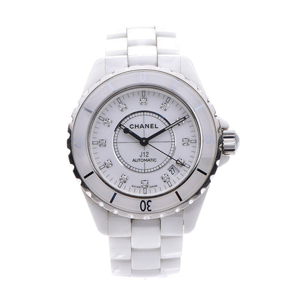 Chanel Stainless Steel Ceramic Diamond 38mm J12 Automatic Watch White 1 of 9