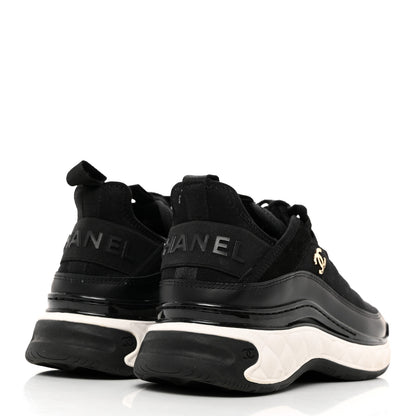 Chanel Velvet Calfskin Mixed Fibers CC Sneakers 36.5 Black 4 of 9
