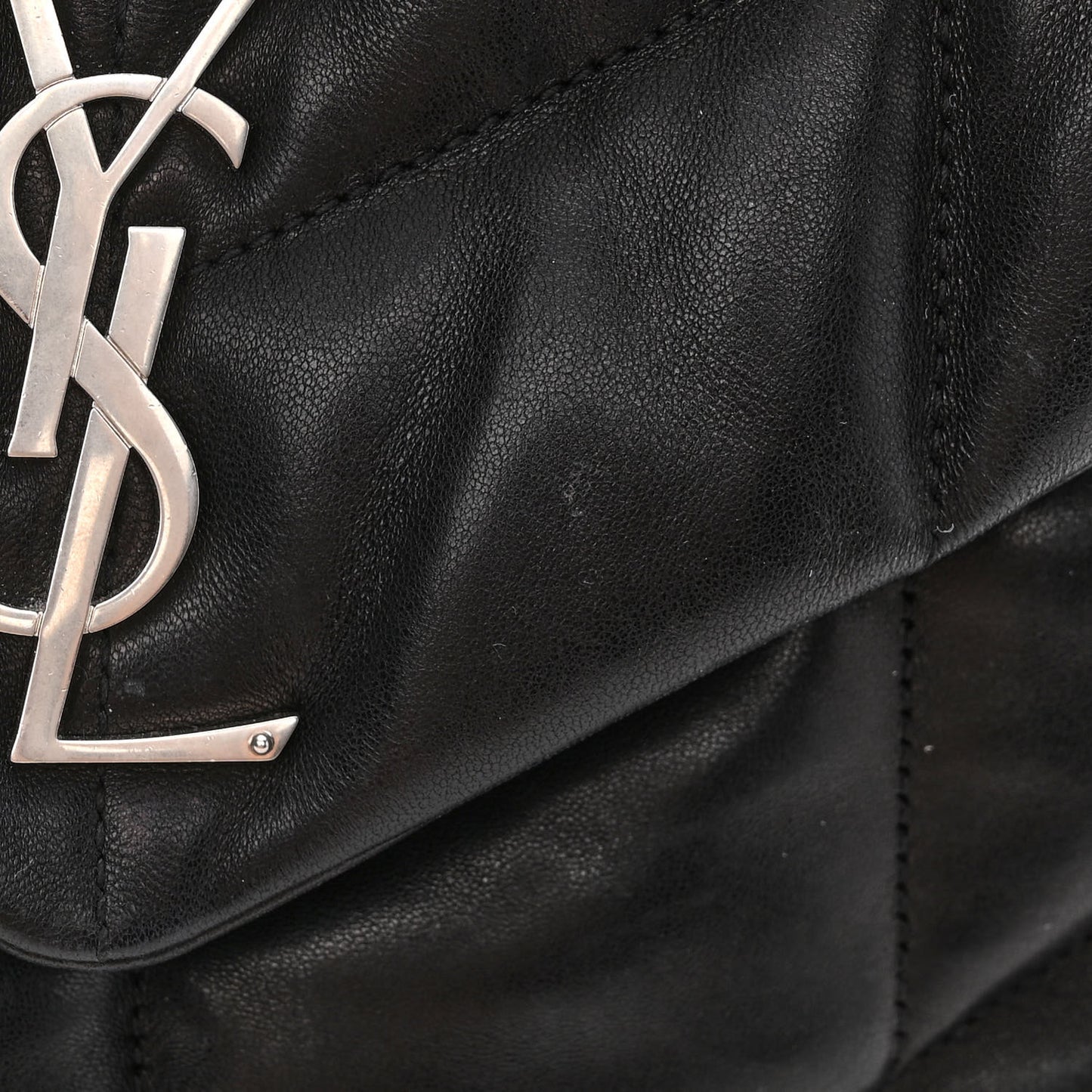 Lambskin Quilted Small Loulou Puffer Monogram Chain Satchel Black