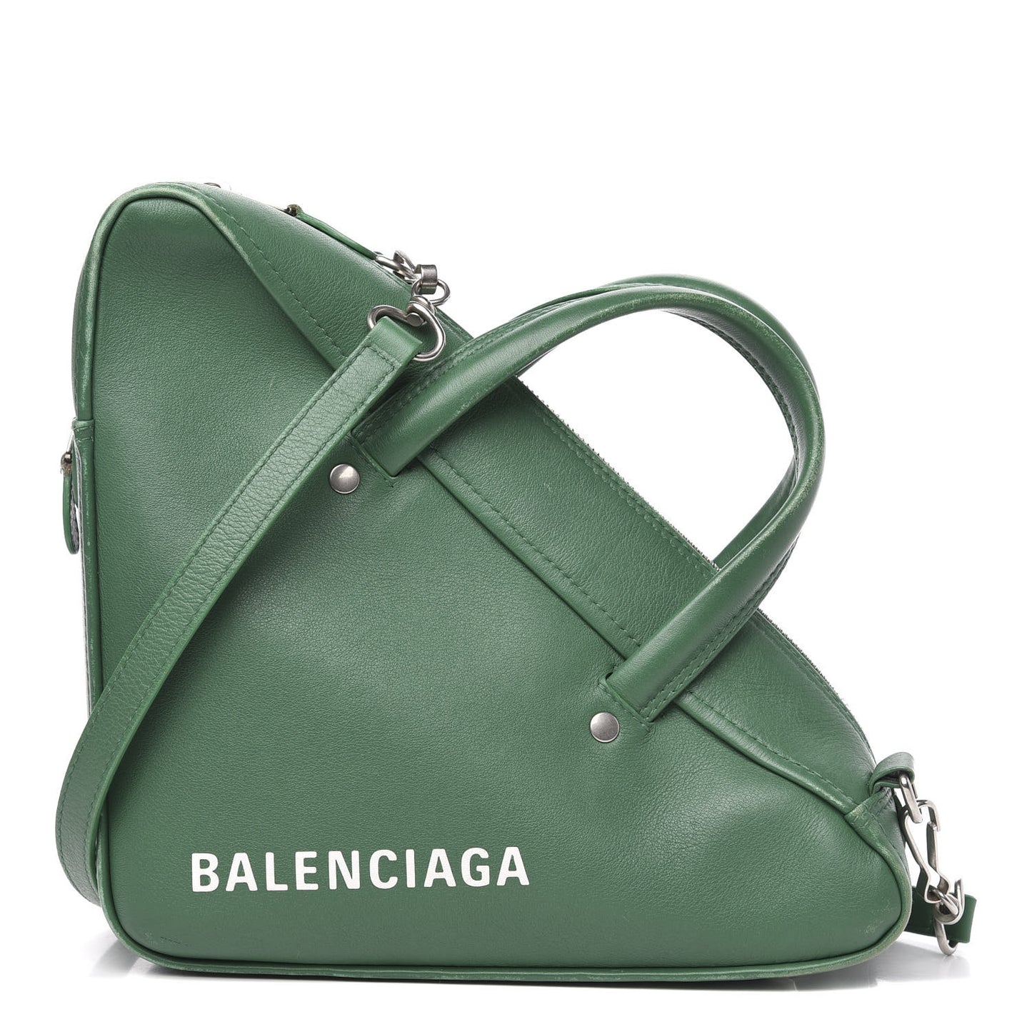 Shiny Day Calfskin S Triangle Duffle Vert Irlandais
