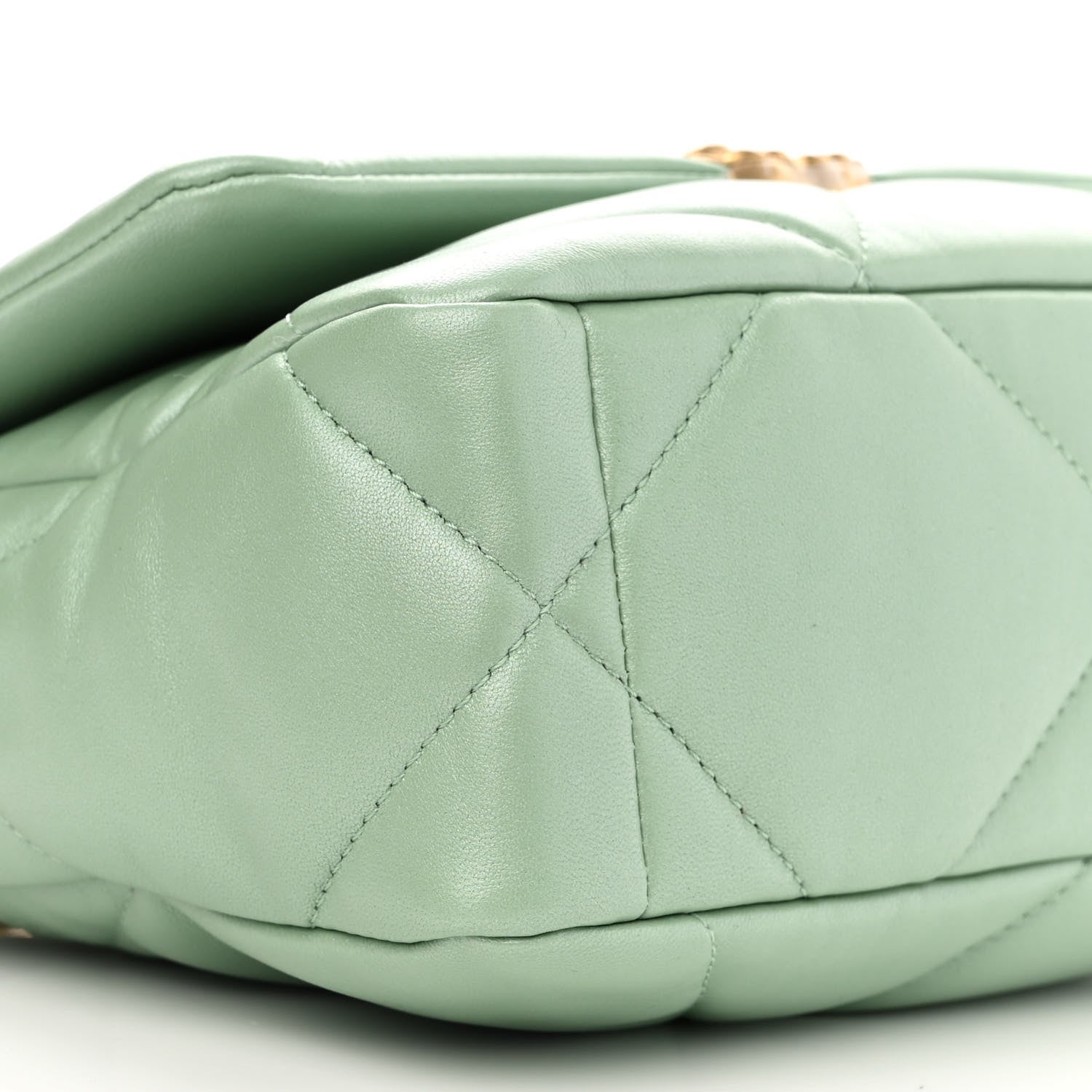 Chanel Shiny Lambskin Quilted Medium Chanel 19 Flap Light Green 9 of 12