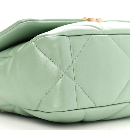 Chanel Shiny Lambskin Quilted Medium Chanel 19 Flap Light Green 9 of 12