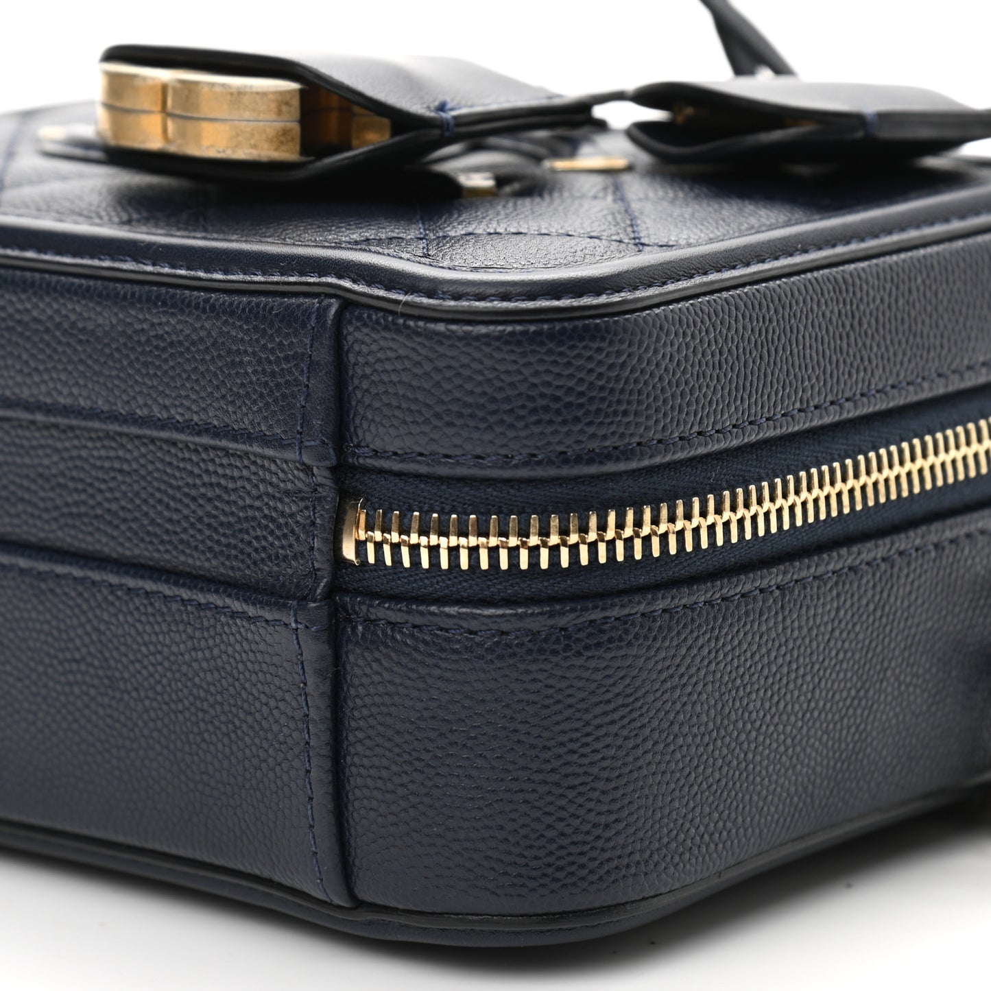 Caviar Quilted Small CC Filigree Vanity Case Navy