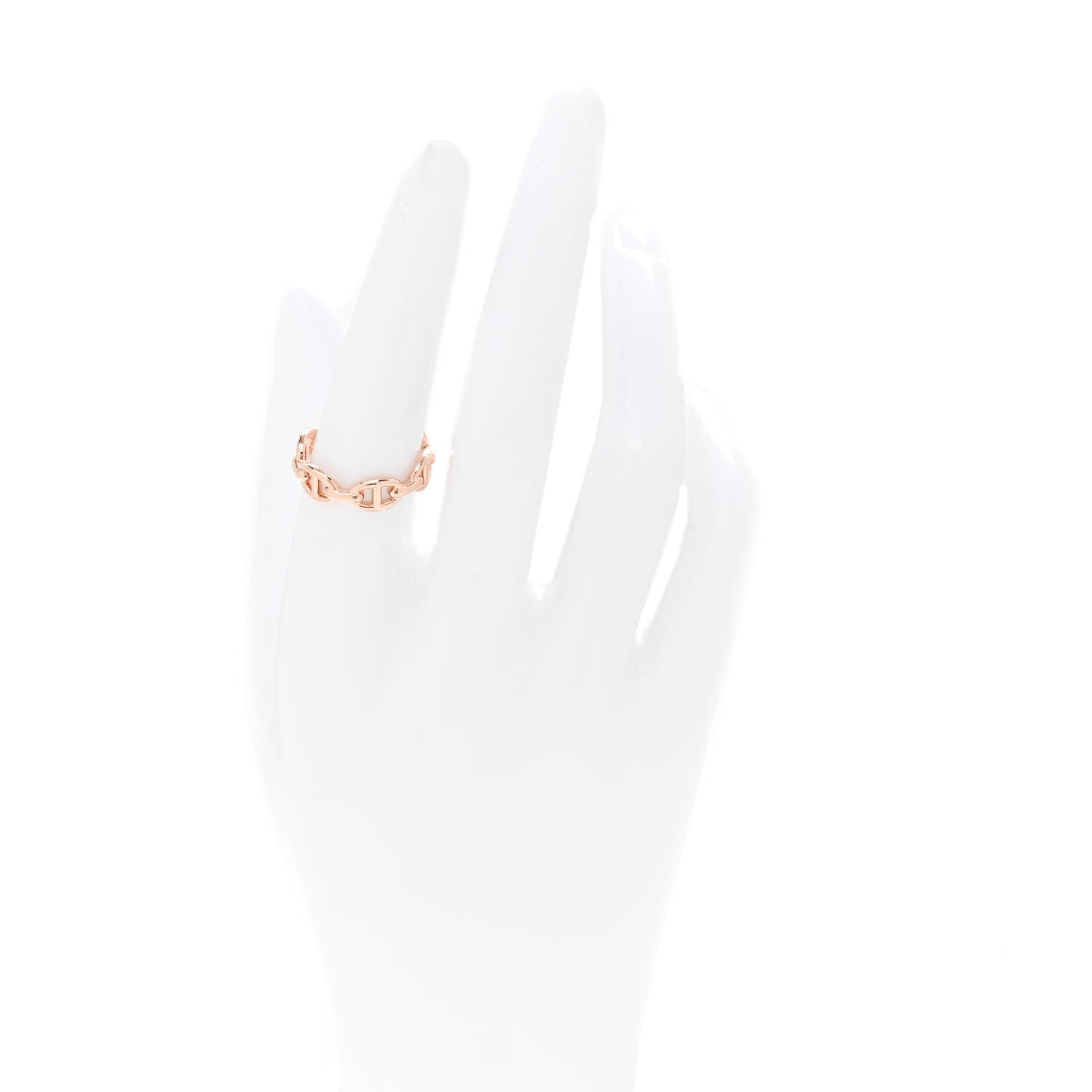 Hermes 18K Rose Gold PM Chaine d'Ancre Enchainee Ring 54 7 2 of 9