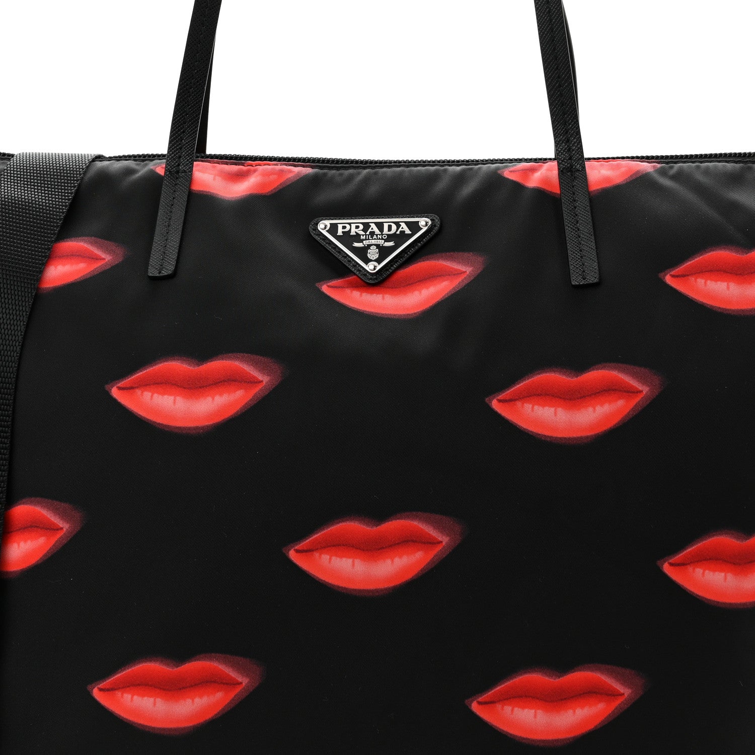 Prada Tessuto Nylon Lips Tote Black 7 of 10