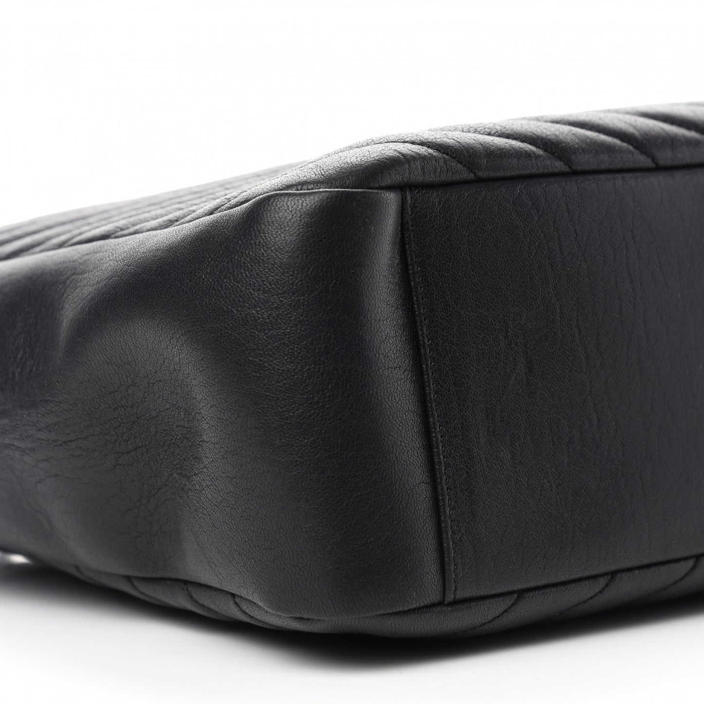 Sheepskin Matelasse Chevron Large Monogram Shopping Bag Black
