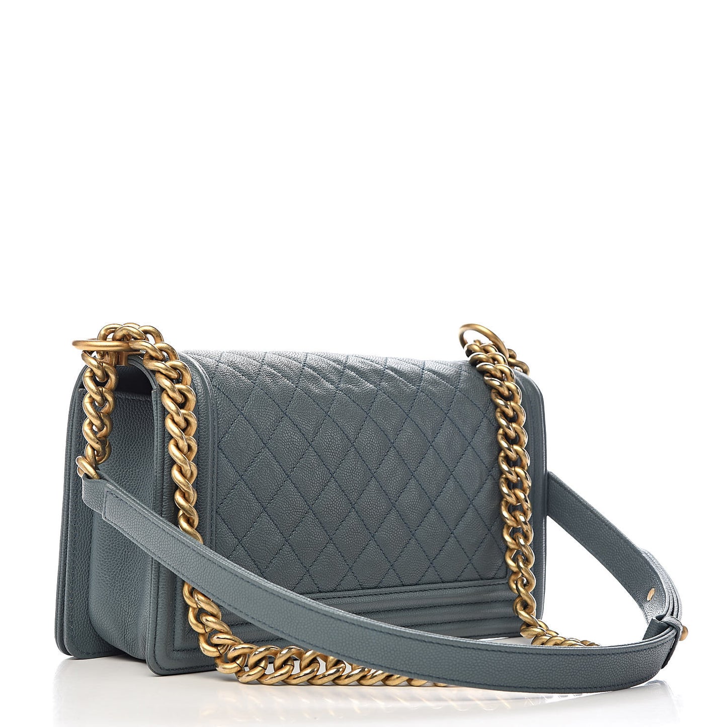 Caviar Quilted Medium Boy Flap Blue