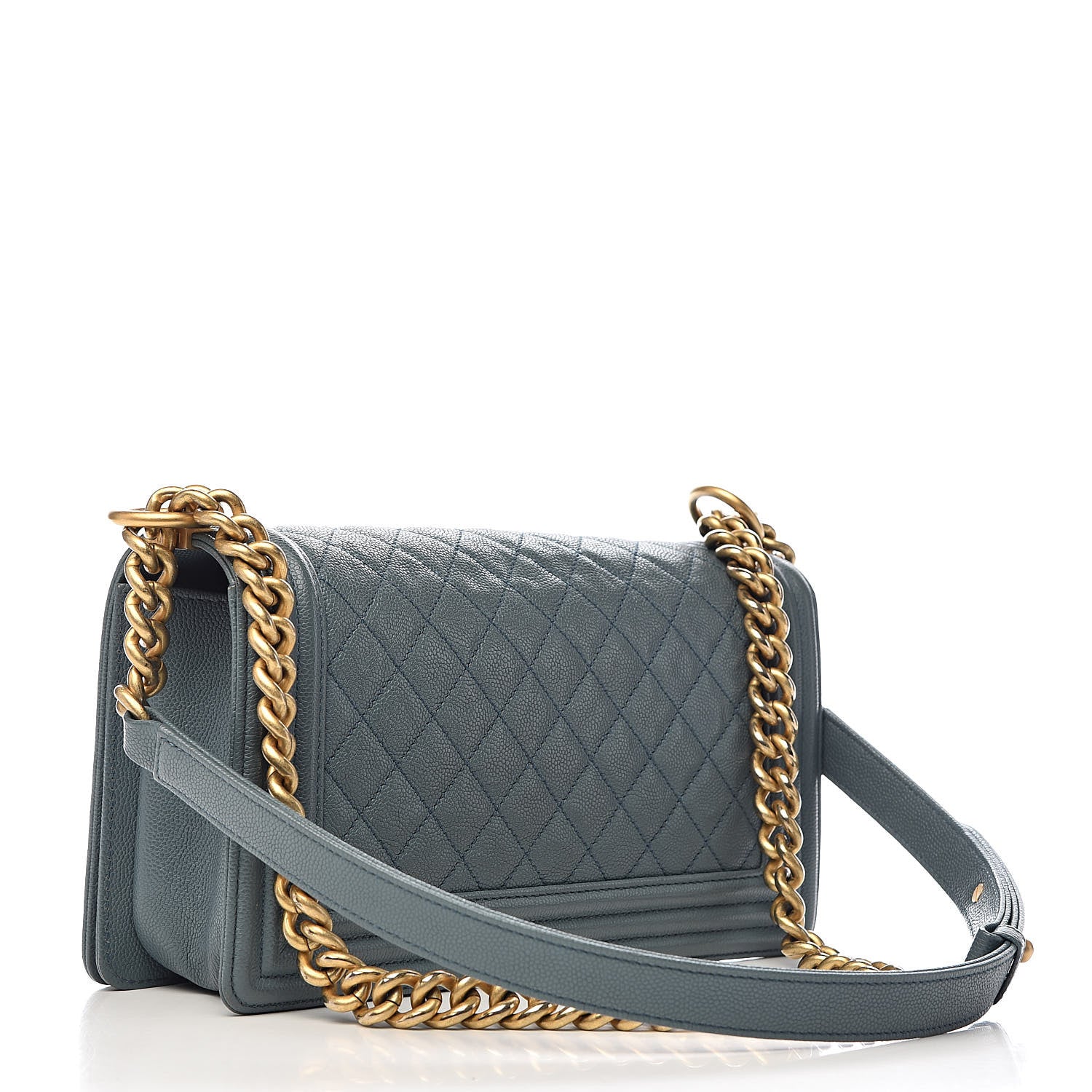 Chanel Caviar Quilted Medium Boy Flap Blue 3 of 13