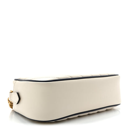 Gucci Vintage Effect Calfskin Matelasse Diagonal Small Torchon GG Marmont Chain Shoulder Bag Mystic White Blue Agata 4 of 10