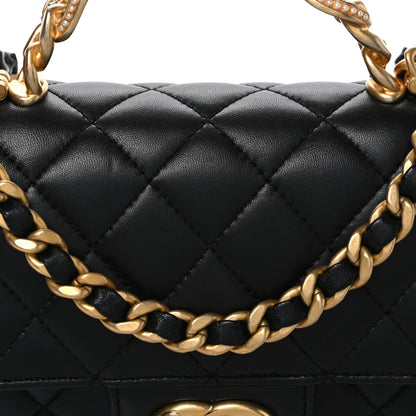 Chanel Lambskin Quilted Mini Chain Top Handle Rectangular Flap Black 8 of 10