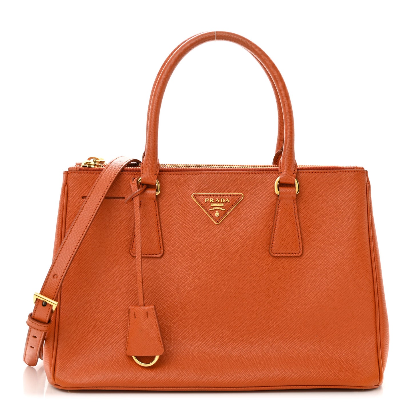 Saffiano Small Galleria Double Zip Tote Papaya