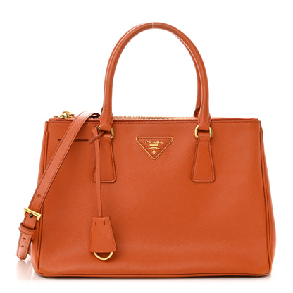 Prada Saffiano Small Galleria Double Zip Tote Papaya 1 of 12